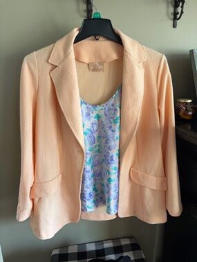 Vintage Sears Peach Textured Women's Blazer & Satin Cami